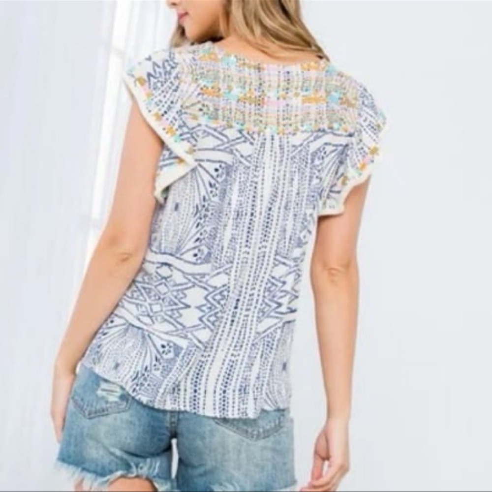 THML Embroidered Flutter Sleeve Top - Picture 3 of 8